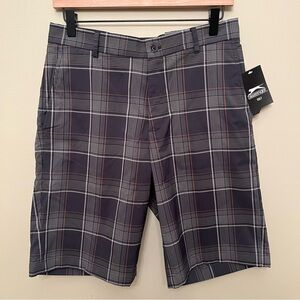Slazenger Golf Plaid Shorts Men's Size 30 Grey Polyester Spandex